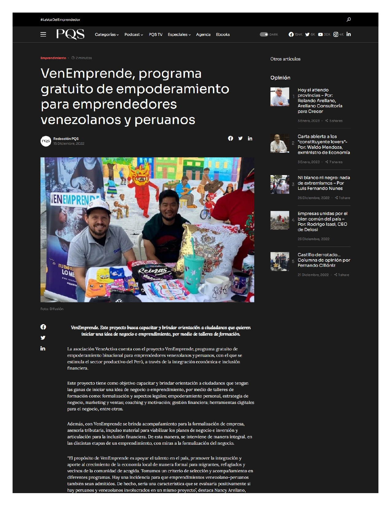 Lee más sobre el artículo VenEmprende, programa gratuito de empoderamiento para emprendedores venezolanos y peruanos