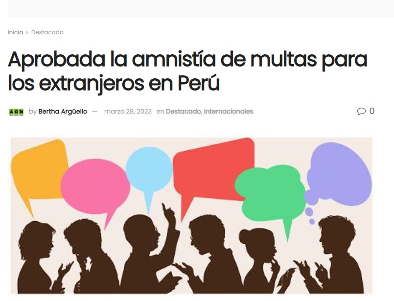 Publicación de Agencia Occidental Noticias sobre la aprobación de la Ley de Amnistía de Multas por el Congreso de Perú