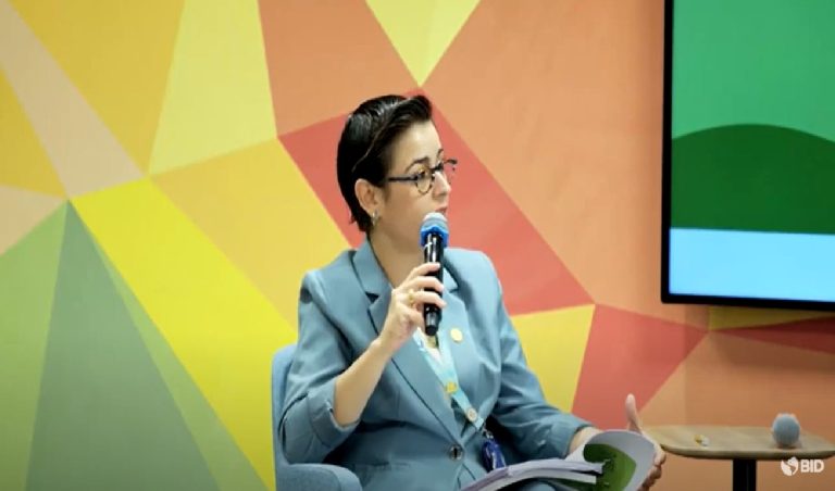 Nancy Arellano, presidenta fundadora de VeneActiva, en la presentación del informe del BID en EE. UU.